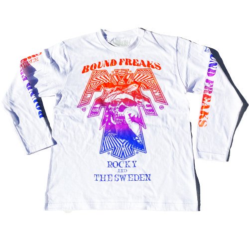 ■ROCKY & THE SWEDEN_BOUND FREAKS LONG SLEEVE T SHIRT WHITE / GRADATION■