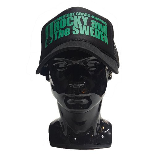 ■ROCKY AND THE SWEDEN_BONG HIT! MESH TRUCKER CAP BLACK / GREEN■